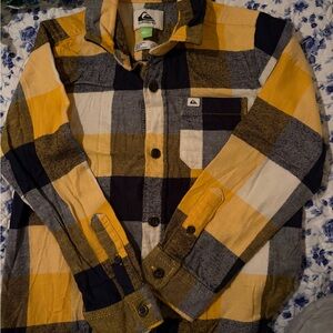 Quiksilver Kids Yellow and Black Plaid Shirt